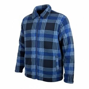Quiksilver Sherpa Lined Fleece Jacket Mens M Blue Black Plaid Full Zip NWT